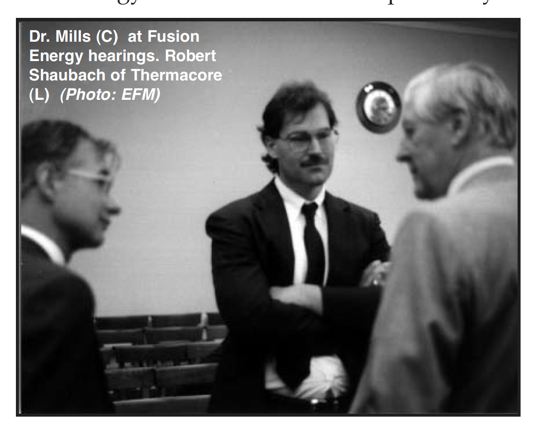 Dr. Mills at Fusion Energy hearings, 1997